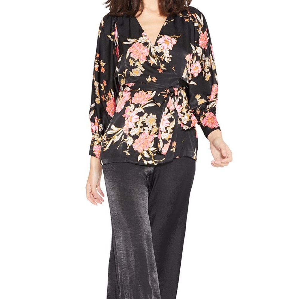 Misa Los Angeles Indra Floral Print Wrap Blouse